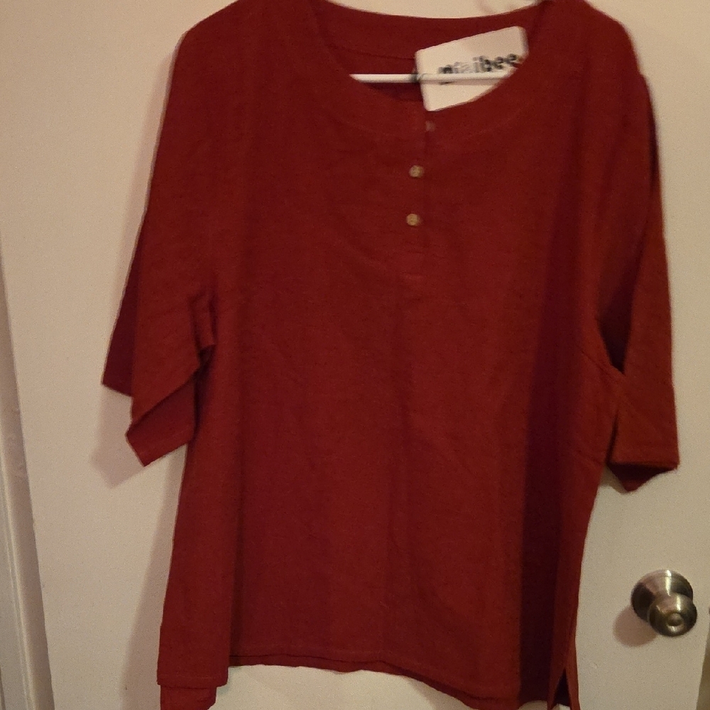 Red Boxy Polo T-Shirt with Short Sleeves
